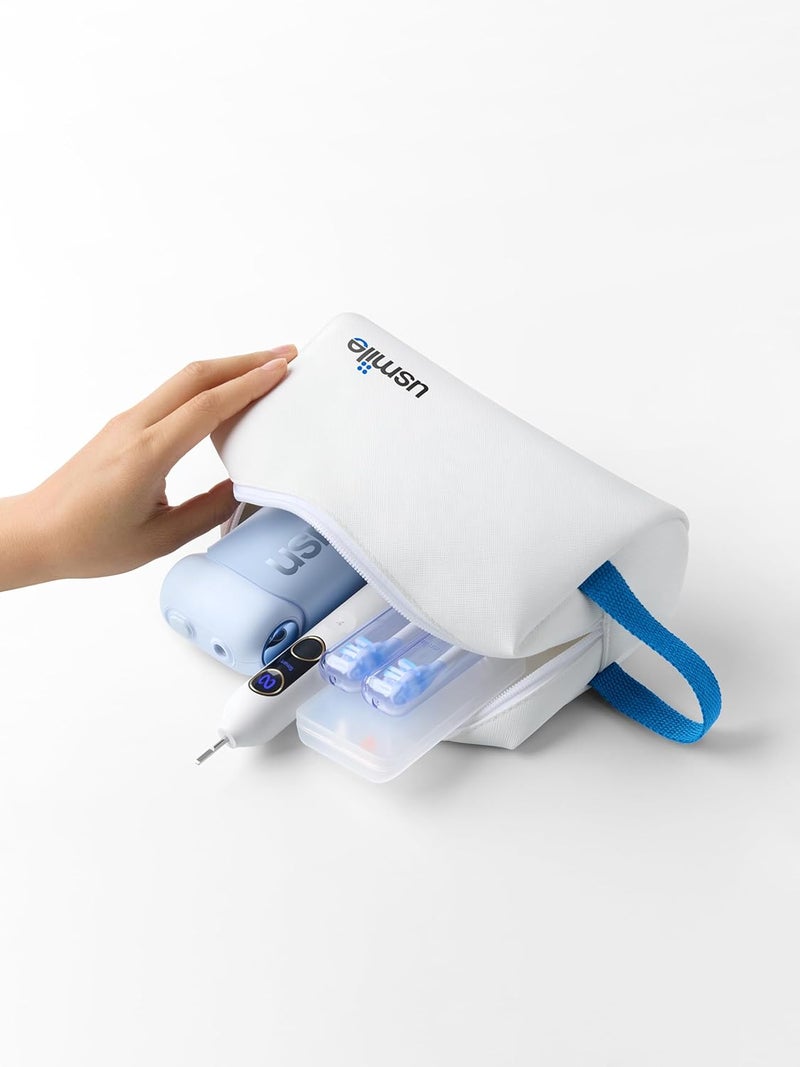 usmile Travel Case for Electric Toothbrush & Water Flosser – Water-Resistant PU Leather Hanging Toiletry Bag, Fits C10, Y10PRO, Y20PRO, Ideal for Travel, Gym & School(White) - Image 3